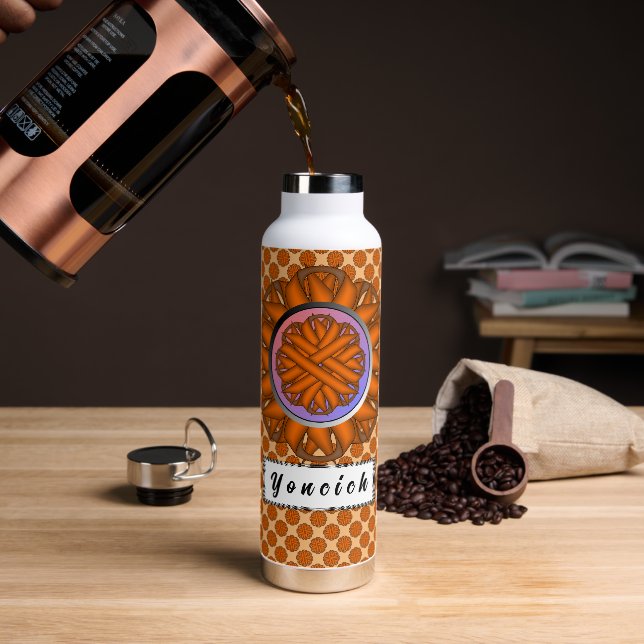 Orange Flower Ribbon by Kenneth Yoncich Water Bottle (Coffee)