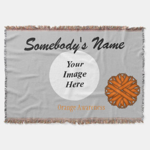 Orange Flower Ribbon Template Throw Blanket