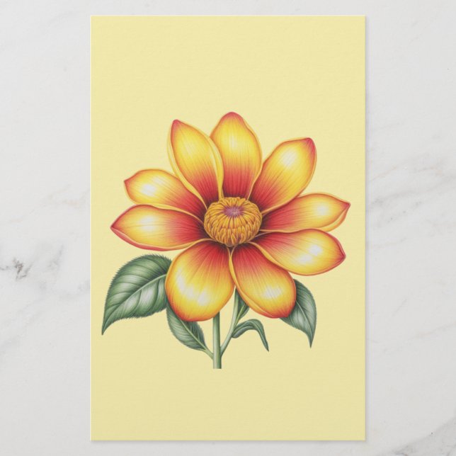 Orange Flower Stationery (Front)