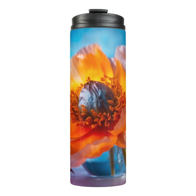 Orange Flower  Thermal Tumbler (Front)