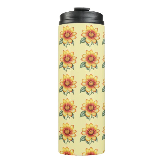 Orange Flower Thermal Tumbler (Front)