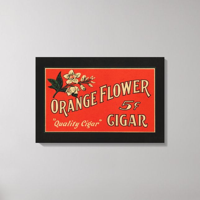 Orange Flower Vintage Cigar Box Canvas Print (Front)