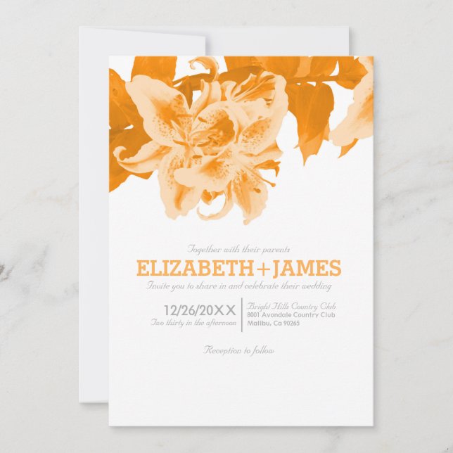 Orange Flower Wedding Invitations (Front)