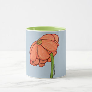 Orange Flower with Blue background Mug