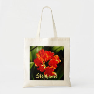 Orange Flower with Personalized Name Tote Bag
