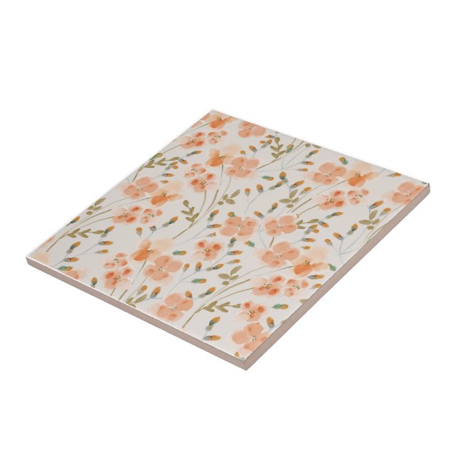 Orange Flowers 2 Ceramic Tile (Side)