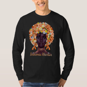 Orange Flowers Afro Hair Black Woman Leukaemia War T-Shirt