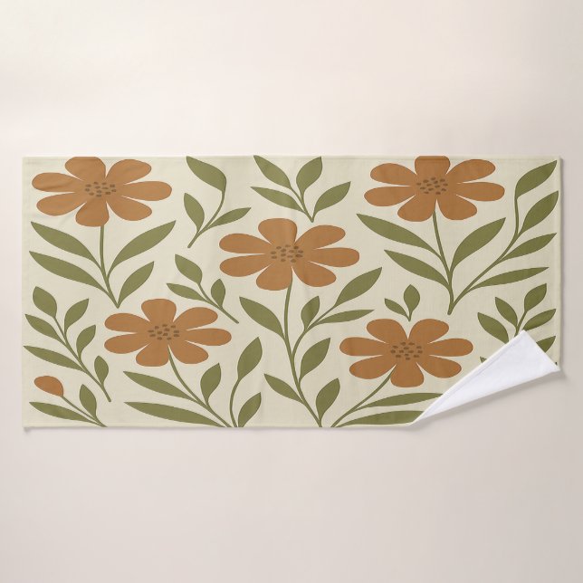 Orange Flowers bath towel (Bath Towel)