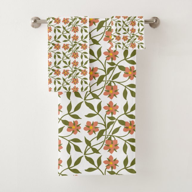 ORANGE FLOWERS  BATH TOWEL SET (Insitu)