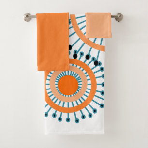 Orange Flowers  Bath Towel Set
