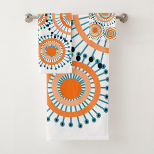 Orange Flowers  Bath Towel Set