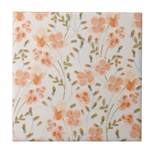 Orange Flowers Ceramic Tile
