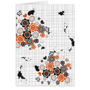 Orange Flowers Chicks Grunge Ink Blots Doodles Kid