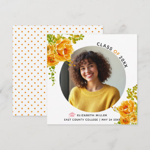 Orange flowers Class of 2025 graduation photo Announcement