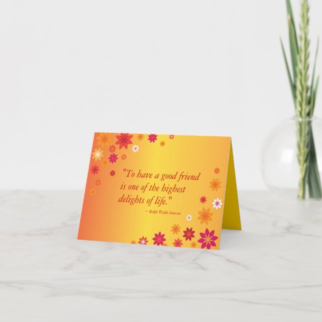 Orange Flowers Delightful Friend Card (Front)