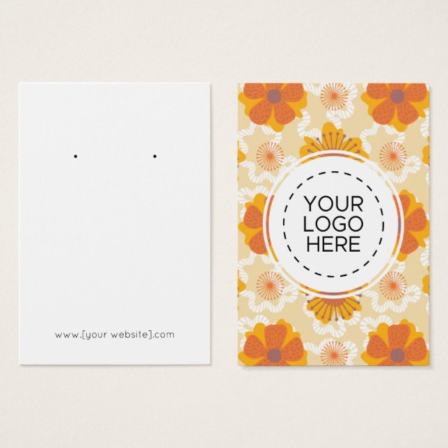 Orange Flowers Earring Display Card (Front & Back)
