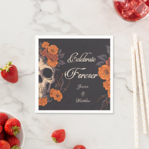 Orange Flowers Elegant Celebrate Forever Cocktail Napkin