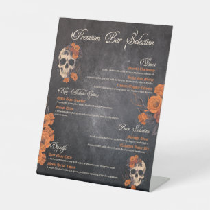 Orange Flowers Elegant drinks Menu  Pedestal Sign