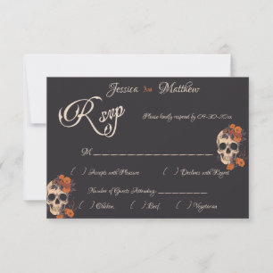 Orange Flowers Elegant Formal RSVP card