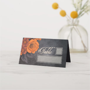 Orange Flowers Elegant table and name place Card
