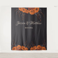 Orange Flowers Elegant Wedding Backdrop 
