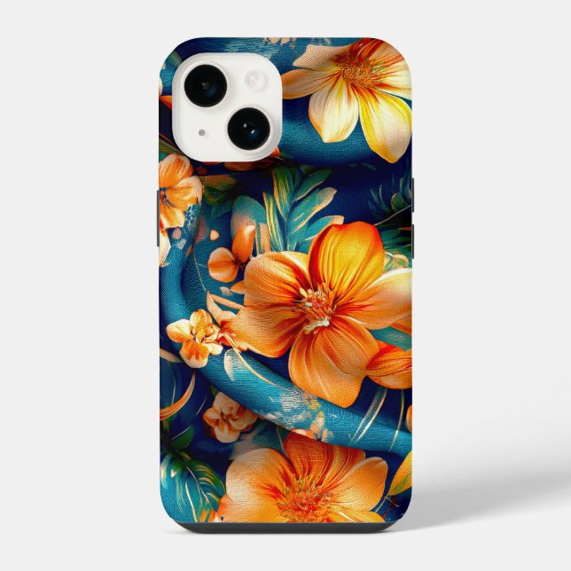 Orange Flowers Everywhere iPhone Case (Back)