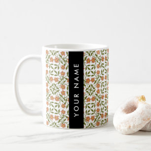Orange Flowers, Floral Pattern, Boho, Your Name Coffee Mug