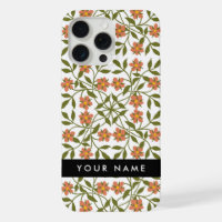 Orange Flowers, Floral Pattern, Boho, Your Name