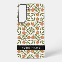 Orange Flowers, Floral Pattern, Boho, Your Name