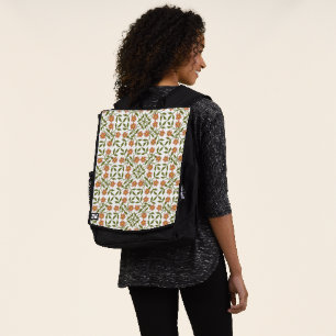 Orange Flowers, Floral Pattern, Greenery, Boho Backpack