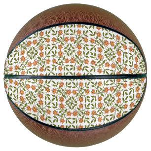 Orange Flowers, Floral Pattern, Greenery, Boho Basketball