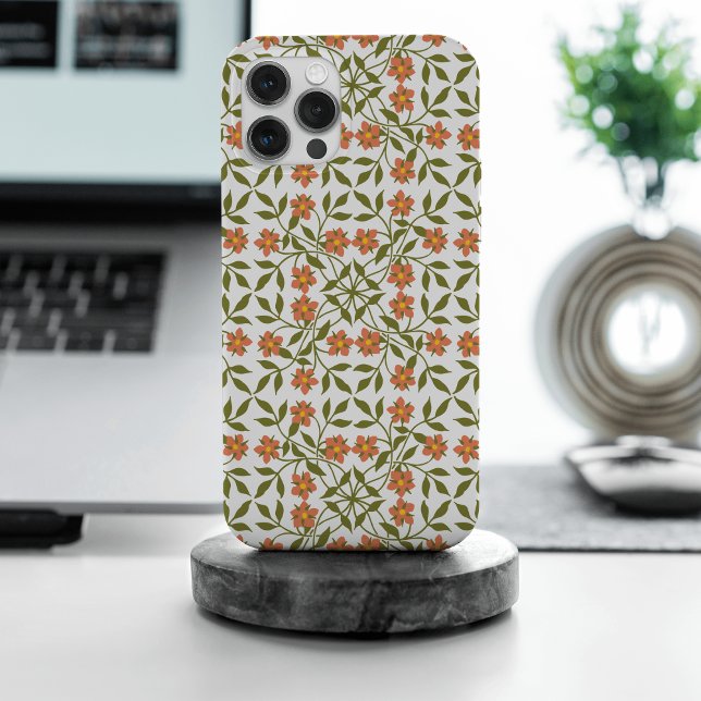 Orange Flowers, Floral Pattern, Greenery, Boho Case-Mate iPhone Case (Creator Uploaded)