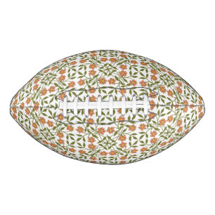Orange Flowers, Floral Pattern, Greenery, Boho Football