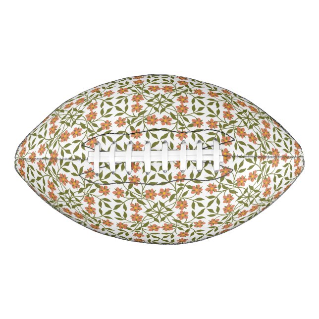 Orange Flowers, Floral Pattern, Greenery, Boho Football (Front)