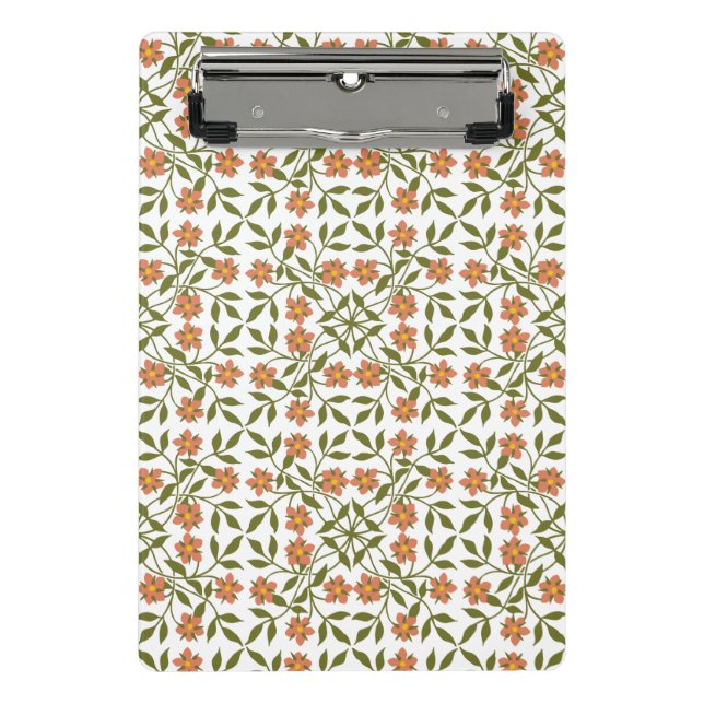 Orange Flowers, Floral Pattern, Greenery, Boho Mini Clipboard (Front)