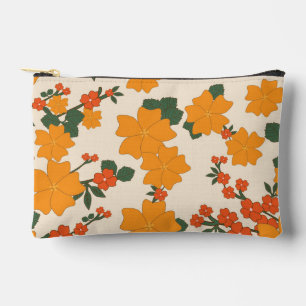 Orange Flowers, Floral Pattern, Pattern Of Flowers Accessory Pouch