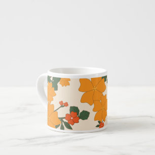Orange Flowers, Floral Pattern, Pattern Of Flowers Espresso Cup