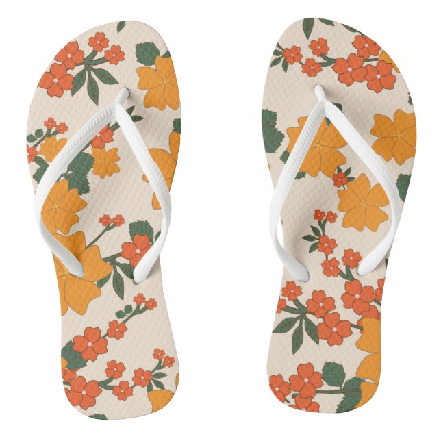 Orange Flowers, Floral Pattern, Pattern Of Flowers Jandals (Footbed)