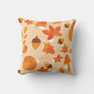 Orange Flowers: Hand Doodle Pattern. Cushion