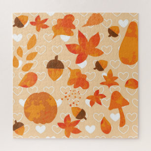 Orange Flowers: Hand Doodle Pattern. Jigsaw Puzzle