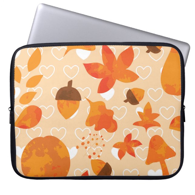 Orange Flowers: Hand Doodle Pattern. Laptop Sleeve (Front)
