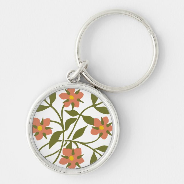 ORANGE FLOWERS  KEY RING (Front)