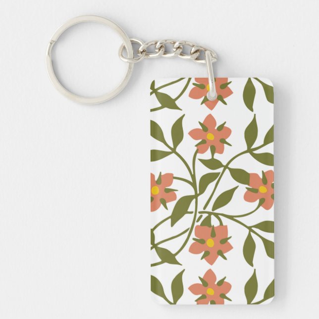 ORANGE FLOWERS  KEY RING (Front)