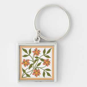 ORANGE FLOWERS KEY RING