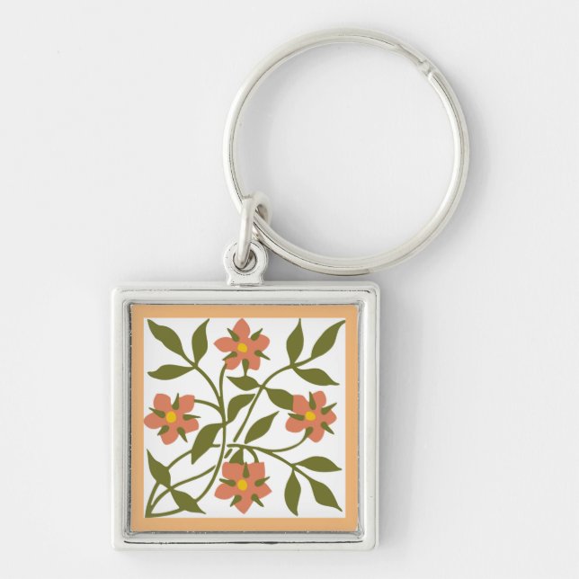 ORANGE FLOWERS  KEY RING (Front)