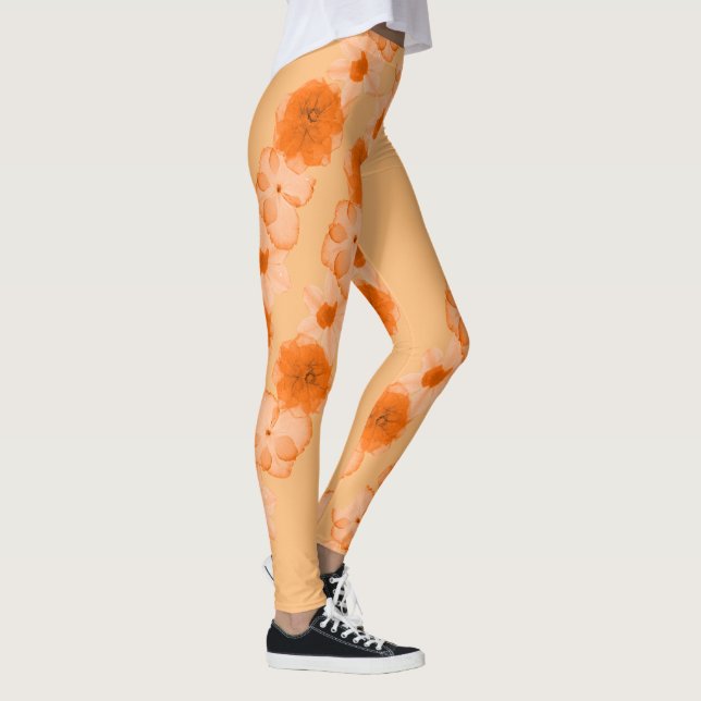 Orange Flowers Leggings (Right)
