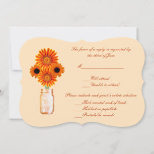 Orange Flowers Mason Jar Response Card