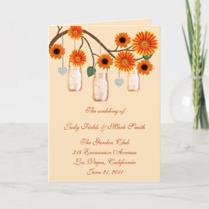 Orange Flowers Mason Jars Program Card