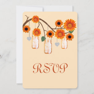 Orange Flowers Mason Jars Response Card