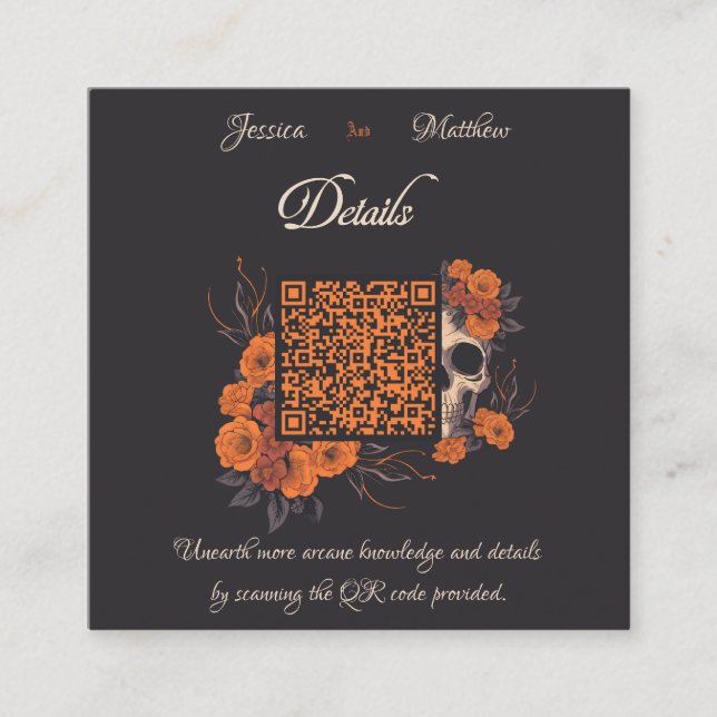 Orange Flowers Minimal Budget QR code Details card (Front)